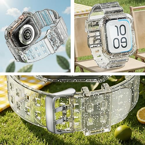 Miniatura 3 de NotoCity Correas transparentes para Apple Watch de 1.65, 1.73 y 1.77 pulgadas, con funda resistente y transparente compatible con las series 9, 8,