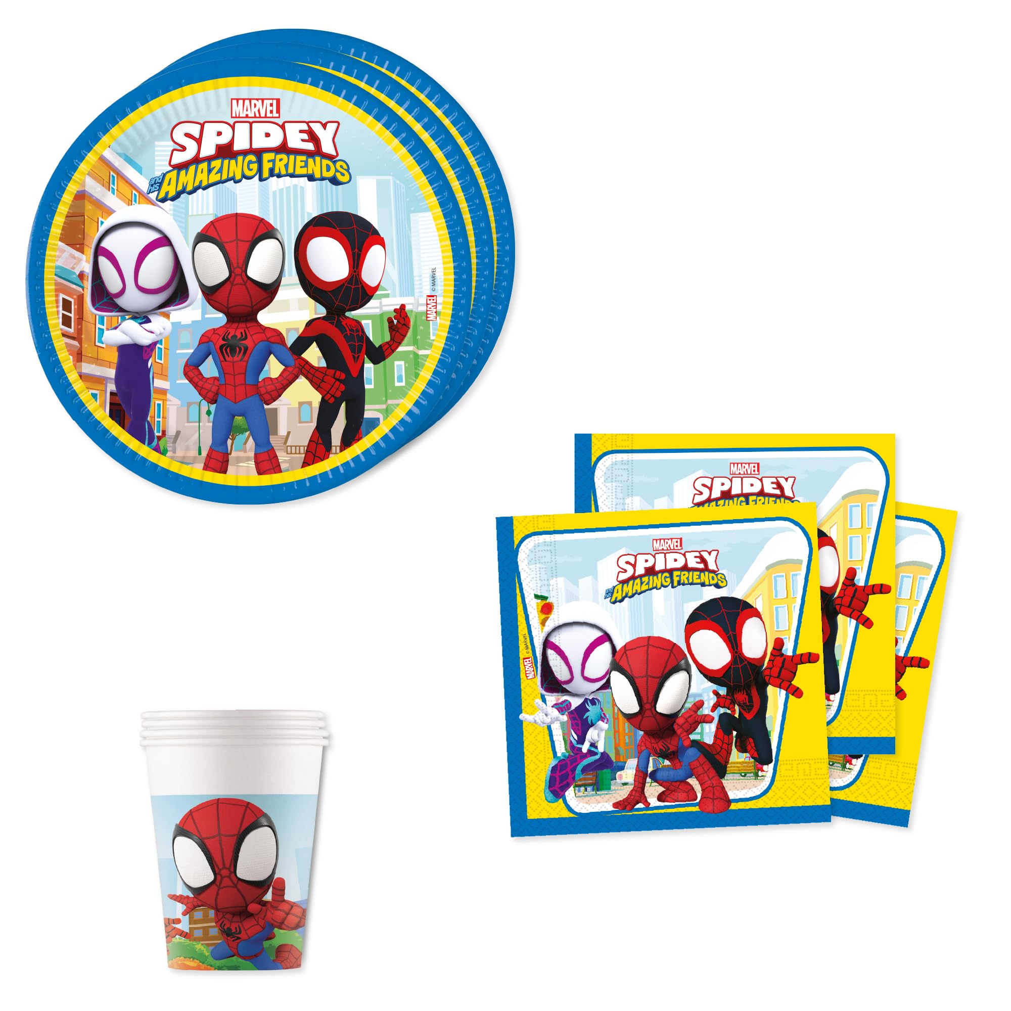 Disney Spidey and Friends Tableware XL Party Set for 16 Guests (52pc)