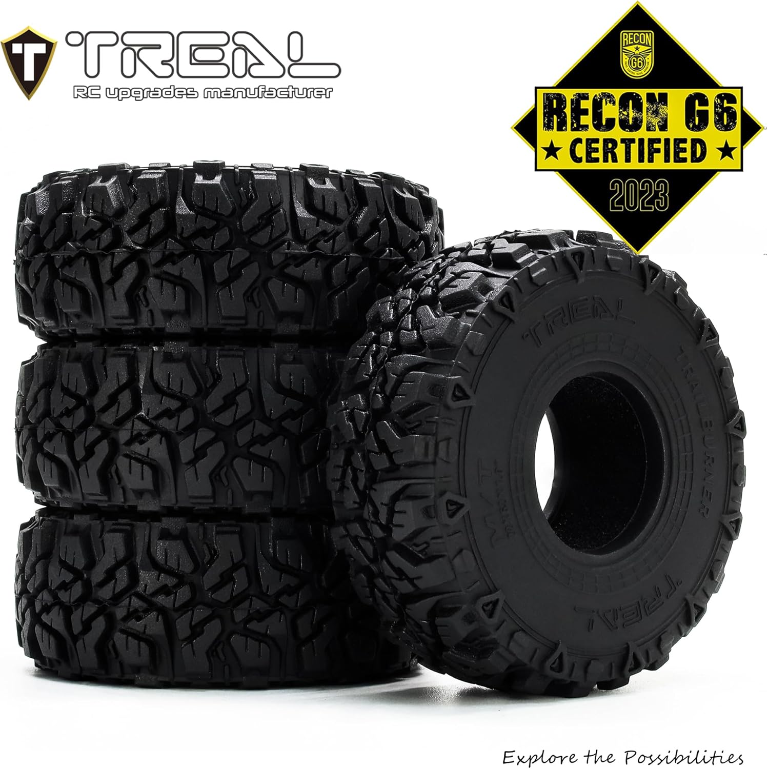 TREAL 1.0 Tires Soft Sticky RC Crawler Tires TrailBurner 62mm (4P) for 1/24 1/18 SCX24 AX24 FCX24 TRX4M