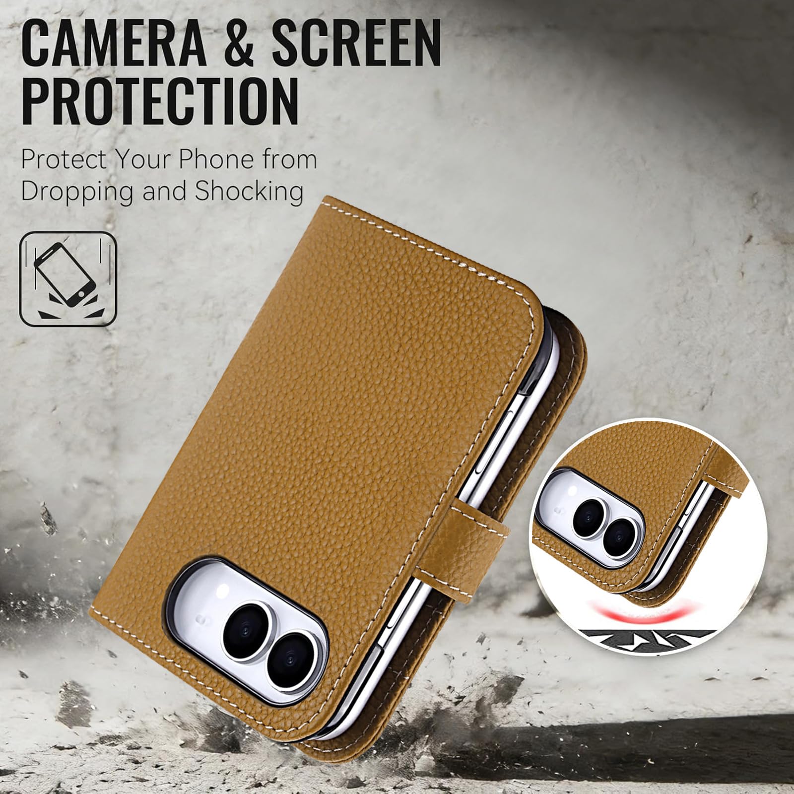 Etui na telefon iPhone Duo, prawdziwa skóra, magnetyczne etui z klapką