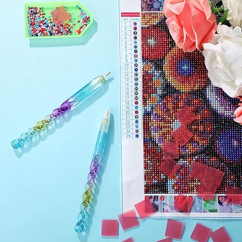 Miniatura 7 de WILLBOND 50 almohadillas de cera de pintura de diamante con 2 piezas de pintura de diamante para San Valentín, bricolaje, bordado, punto de cruz,