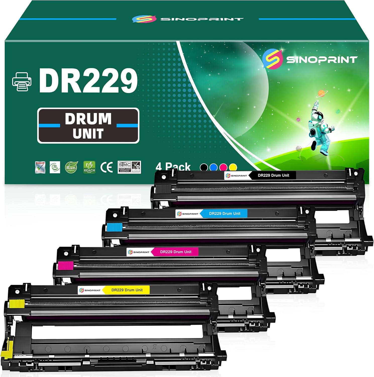 DR229 Drum Replacement for Brother DR229CL Drum Unit (NOT TONER) for HL-L3220CDW MFC-L3720CDW MFC-L3780CDW HL-L3280CDW HL-L3300CDW HL-L3295CDW MFC-L8395CDW L8245CDW L3765CDW Printer(4 Packs)