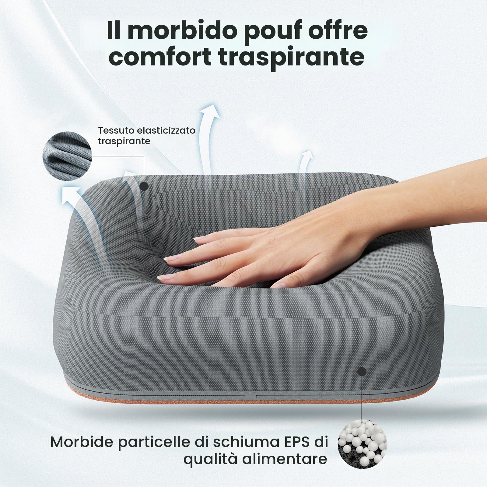 Tounee Supporto Lettura - Pillow Beanbag Ultra Soffice per Libri/Tablet - Lettura Senza Mani Letto/Canapé - Riduce Fatica Cervicale - Perfetto per Lettori & Utenti Tablet/Laptop - Grigio