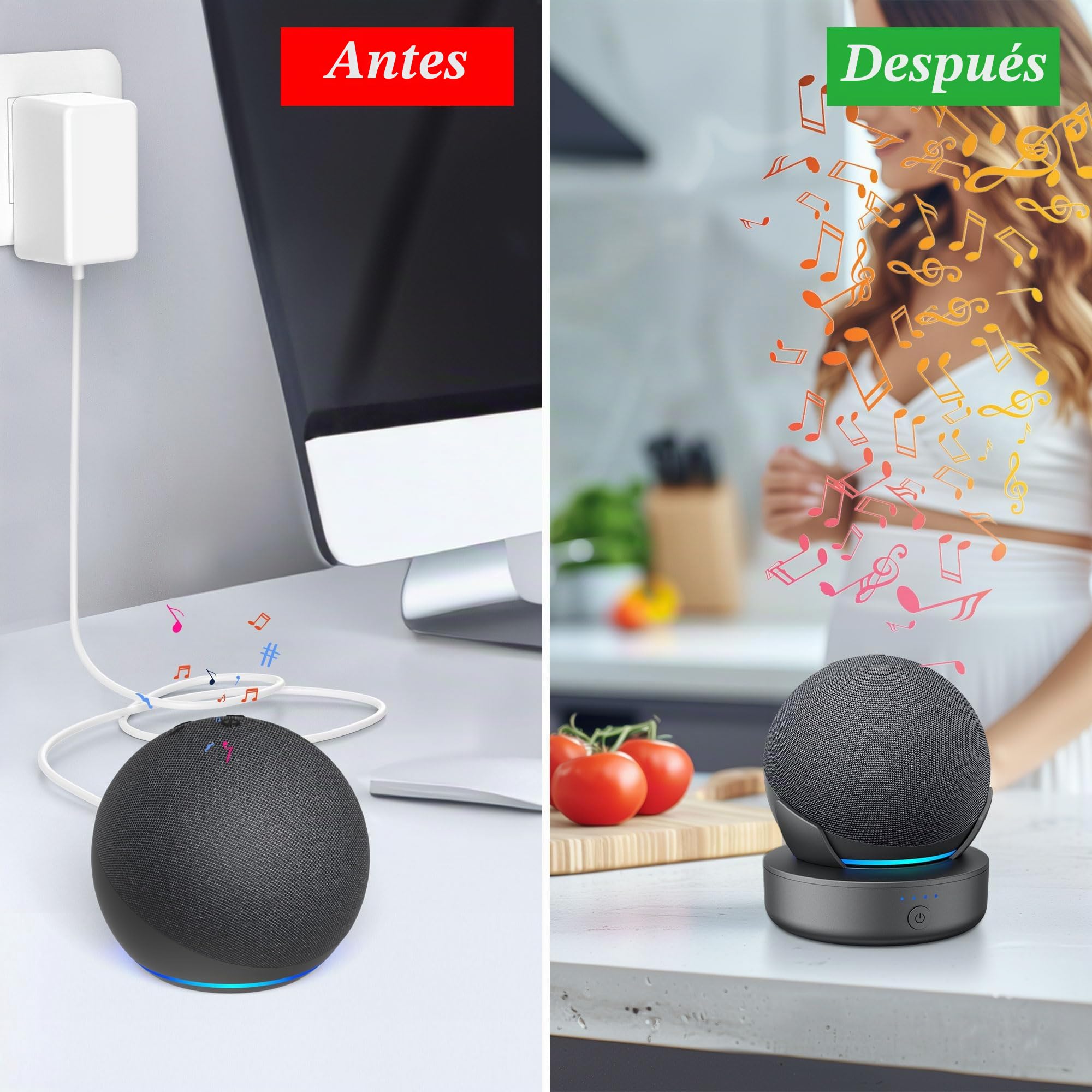PlusAcc Batería para Dot 5ª y 4ª Gen – Base de batería portátil, accesorio para auriculares DDD (5ª y 4ª generación), para auriculares Google Negro (solo pila)