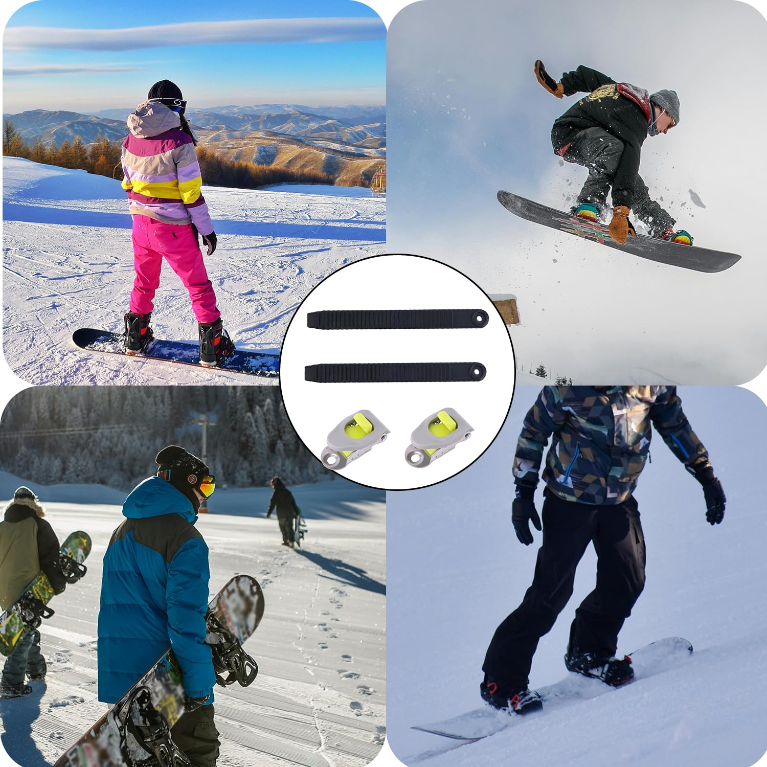BOXOB 2uds Correas de Tobillo para Snowboard con Hebillas Negras Duraderas