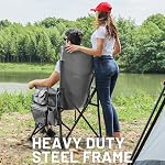 TIMBER RIDGE Oversized Folding Camping Chair High Back Heavy Duty for Adults Support up to 500lbs with Cup Holder, Side Pocket Gray