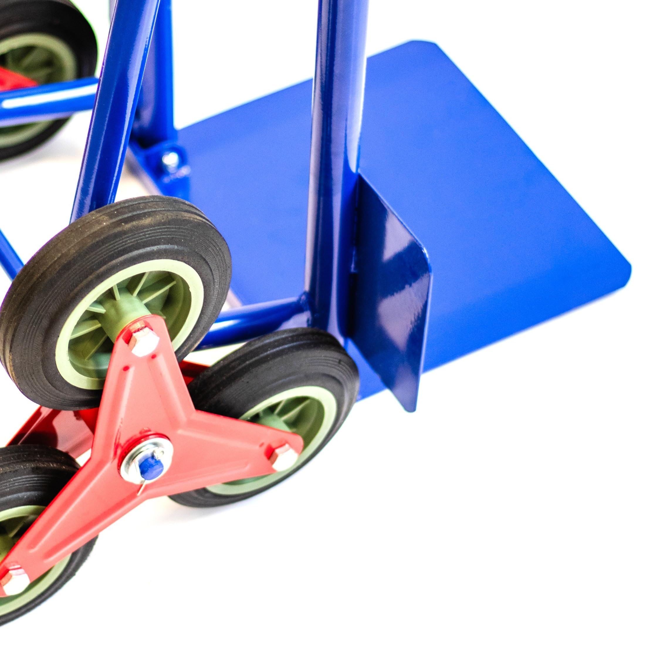 Treppensteiger Klappbar, max. 200 kg, Sackkarre, Pulverbeschichtet Blau Ideal für Treppe Logistik Transport Flexibel lagerbar Höhenverstellbar 6X Vollgummi Reifen - Klappbare Treppensackkarre