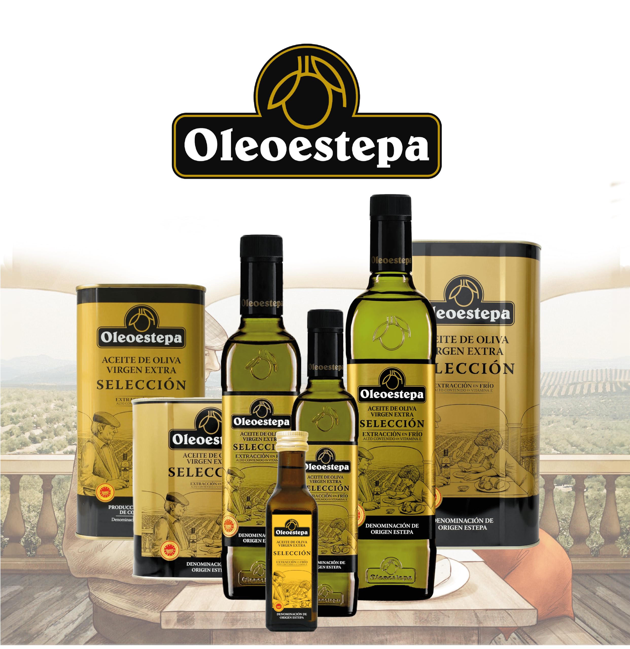 Oleoestepa Selección – Aceite de Oliva Virgen Extra Pack 12x0,50L – DOP Estepa – Extracción en frío – Variedades de la comarca – Frutado fresco – Producción sostenible – Uso arroces y repostería fina