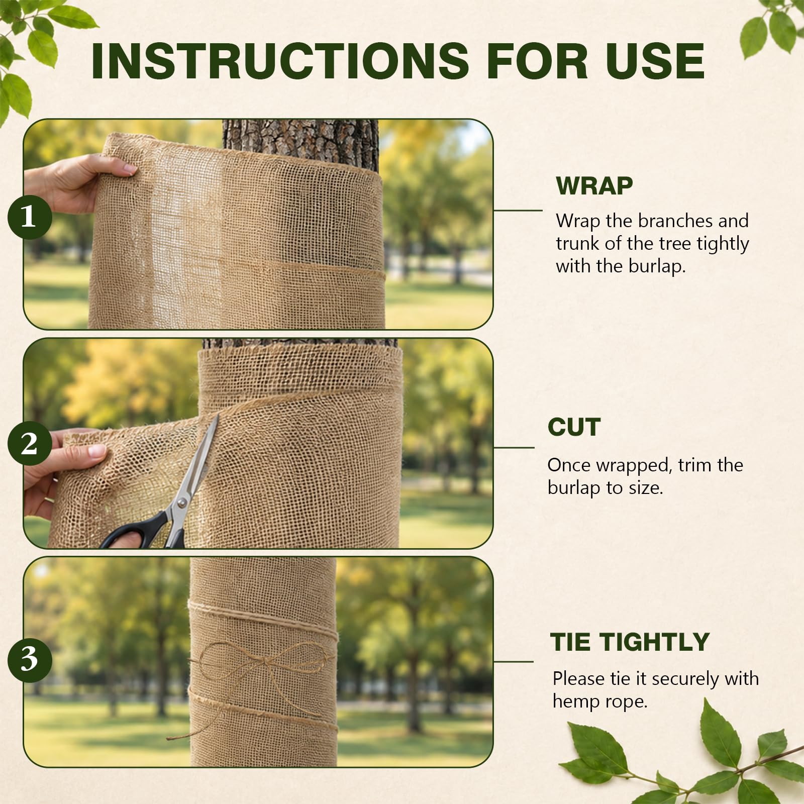 Protezione invernale per piante, 10 m x 50 cm, tessuto di iuta 350 g/m², decorazione per la casa e il giardino, nastro di iuta per piante, protezione invernale