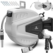 KESSER Water Hose Reel | Multi-Purpose Shower Head | 180° Swivel | Winding Stop | Wall Bracket | Wall Mount for Hose | Water Hose Reel | 30m