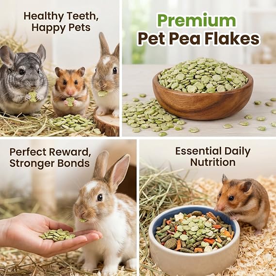 Sukh 11.28 oz Pea Flakes for Guinea Pigs - Green Pea Small Animal Treats