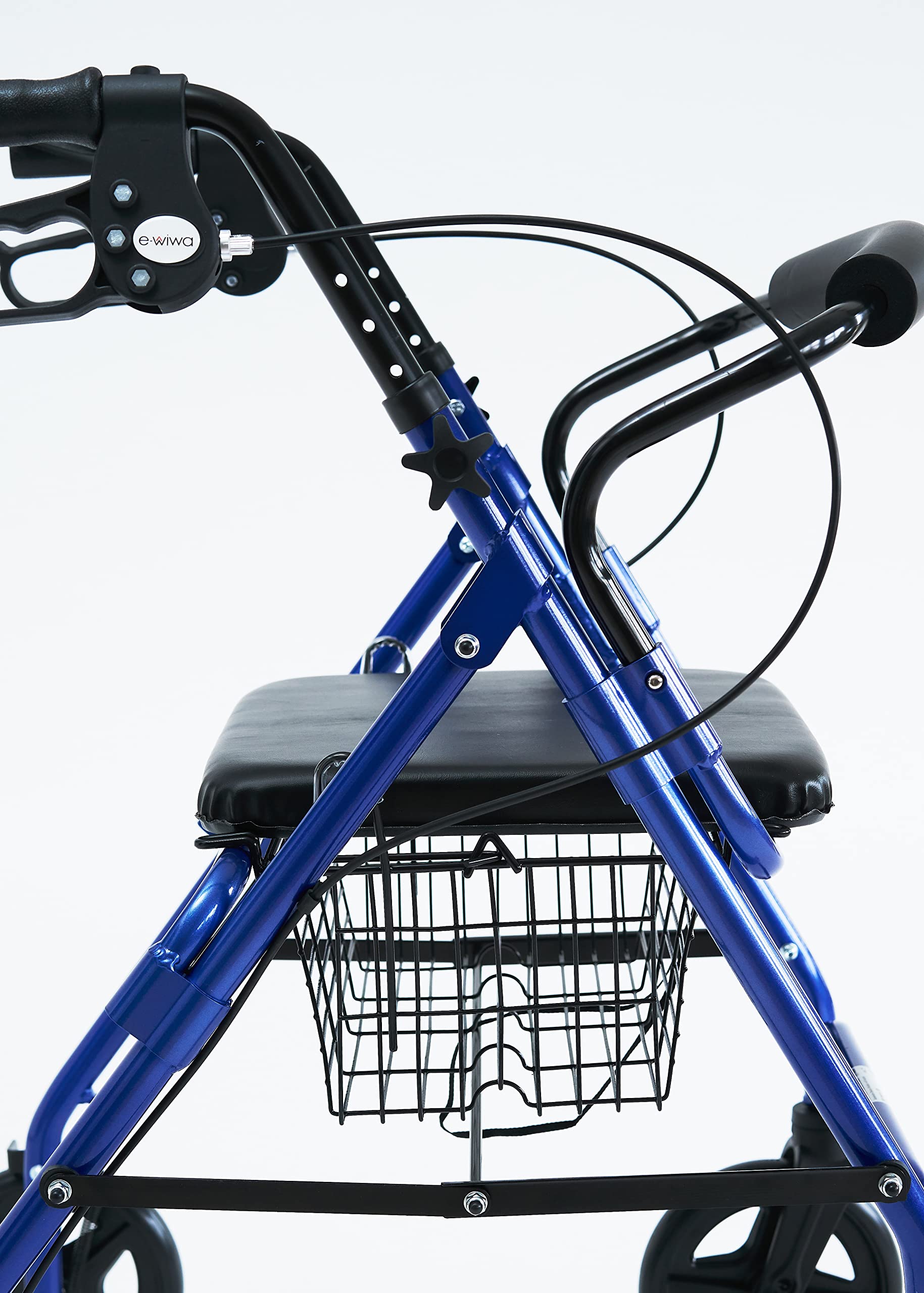 Rollator in alluminio con cestino, impugnature anatomiche regolabili in altezza, sedile, poggiaschiena ruote da 7,3"