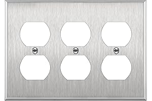 ENERLITES 6 Gang Duplex Receptacle Outlet Metal Wall Plate, Stainless Steel Switch...