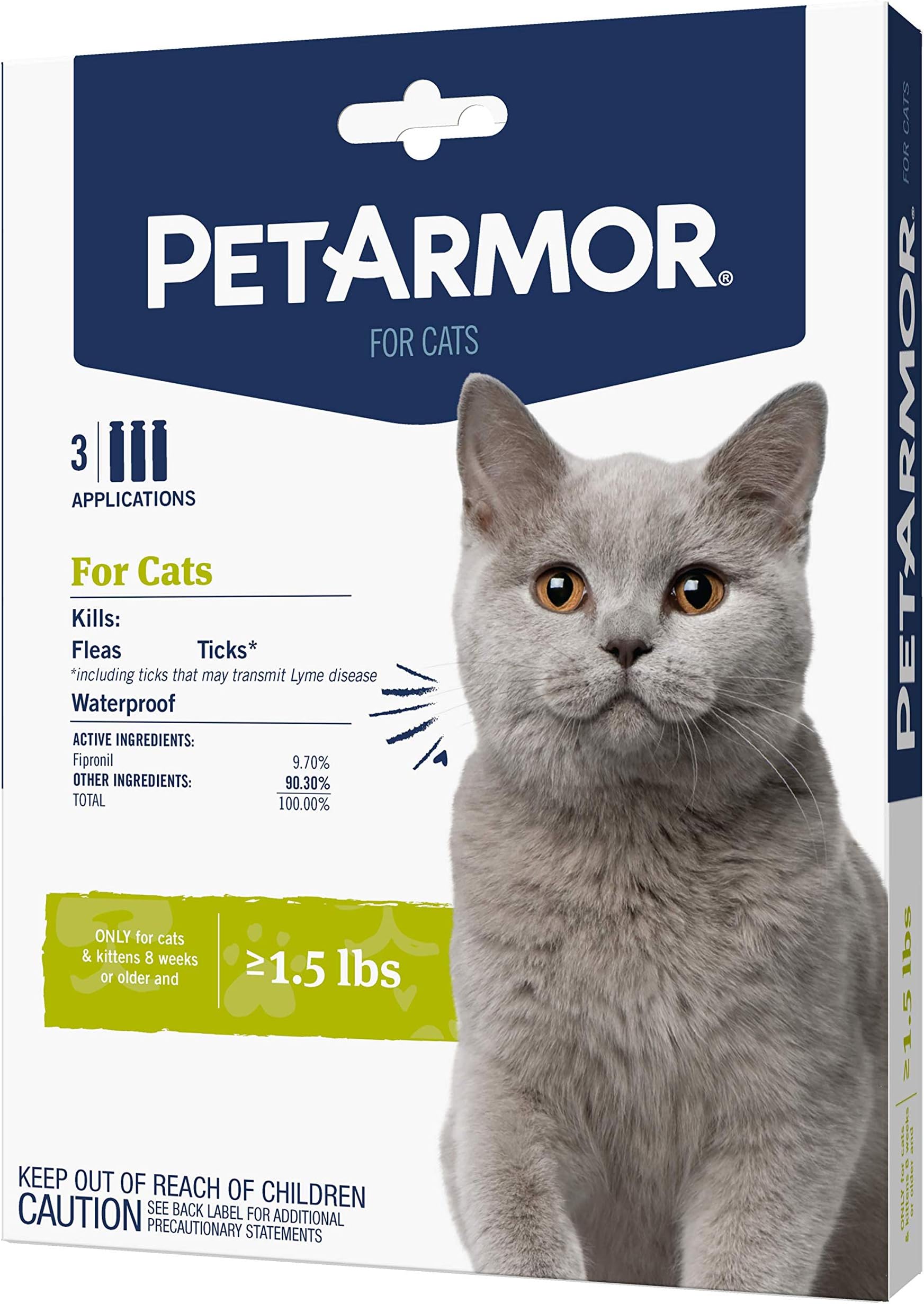 for Cats, Flea & Tick Treatment for Cats (Over 1.5 Pounds), Includes 3 Month Supply of Topical Flea Treatments