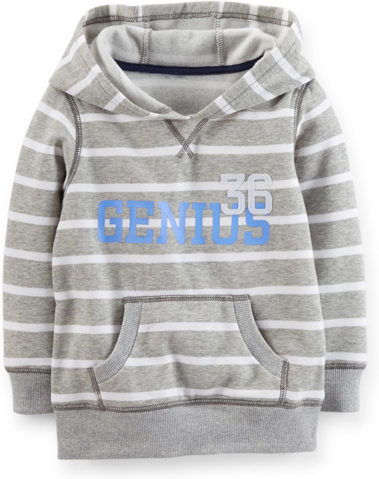 Carter's Baby Boys' Grey and White Striped Hoodie - Genius (12 Months)