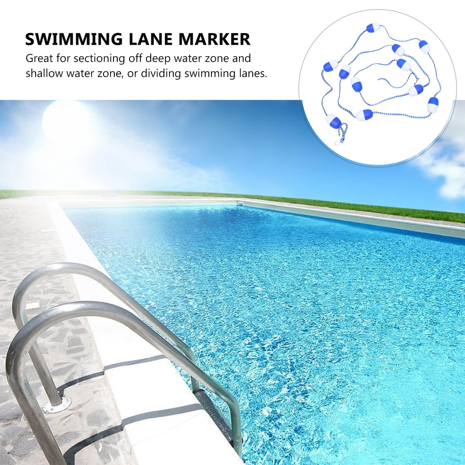 Pool Bojenleine aus Kunststoff 1 Stück 11 Schwimmbojen 5m mit Haken