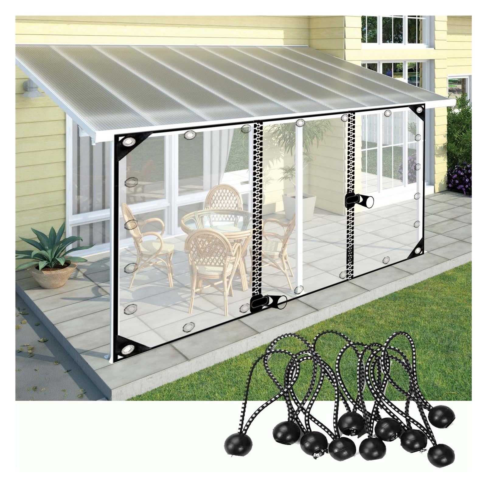 Telo Telone Impermeabile Esterno Occhiellato, Ideale Come Telone con Cerniera Anti Strappo e Antivento Telone per Fattoria, Gazebo (2x4.5m)