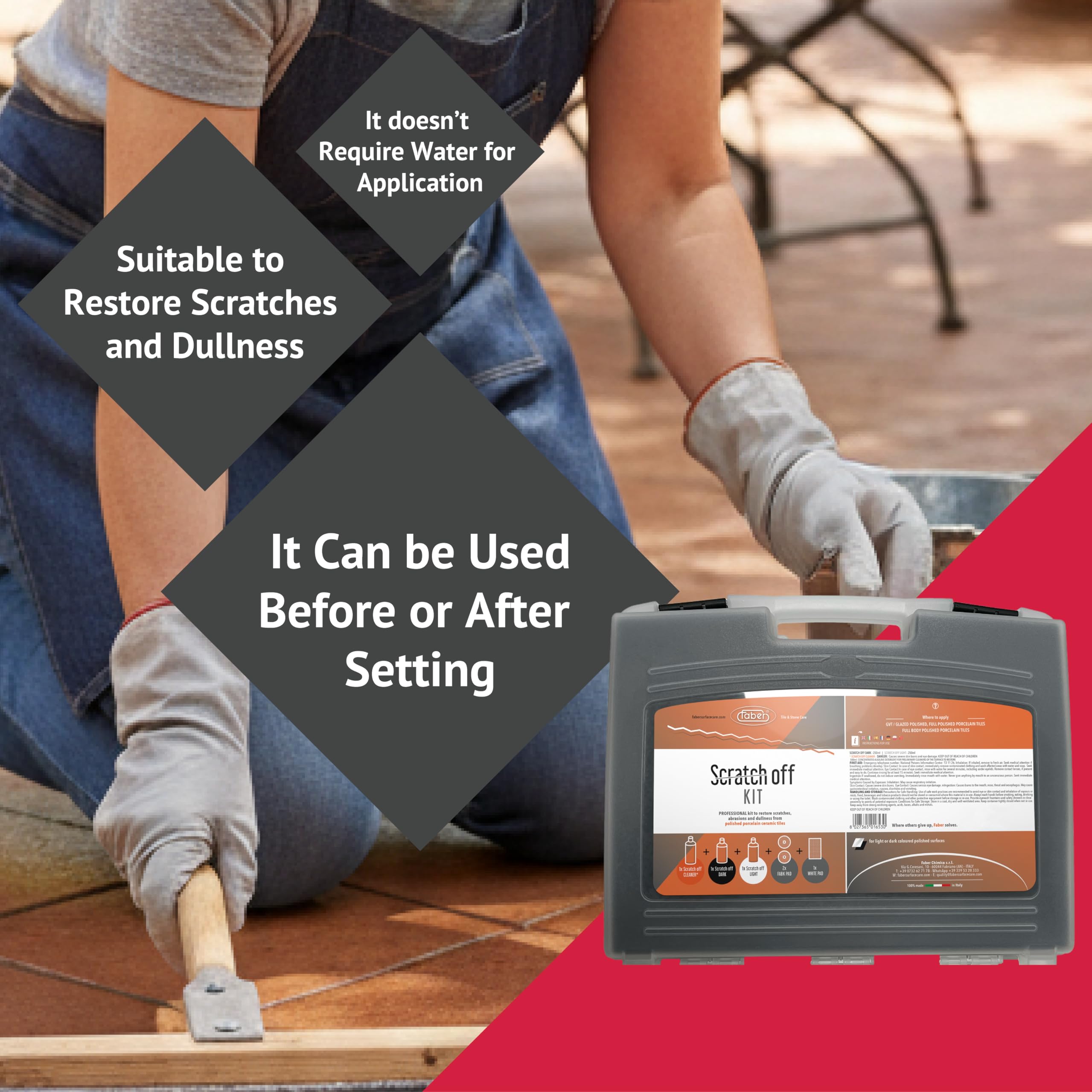 FABER Professional: Kit de eliminación de arañazos para azulejos de cerámica de porcelana pulida