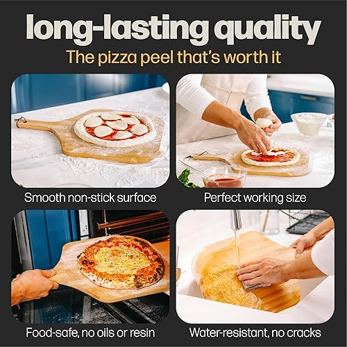 Miniatura 16 de Hans Grill Pizza Peel PRO Hecho para pizza XL de 12 pulgadas + Paleta antiadherente de metal perforado profesional de grado restaurante