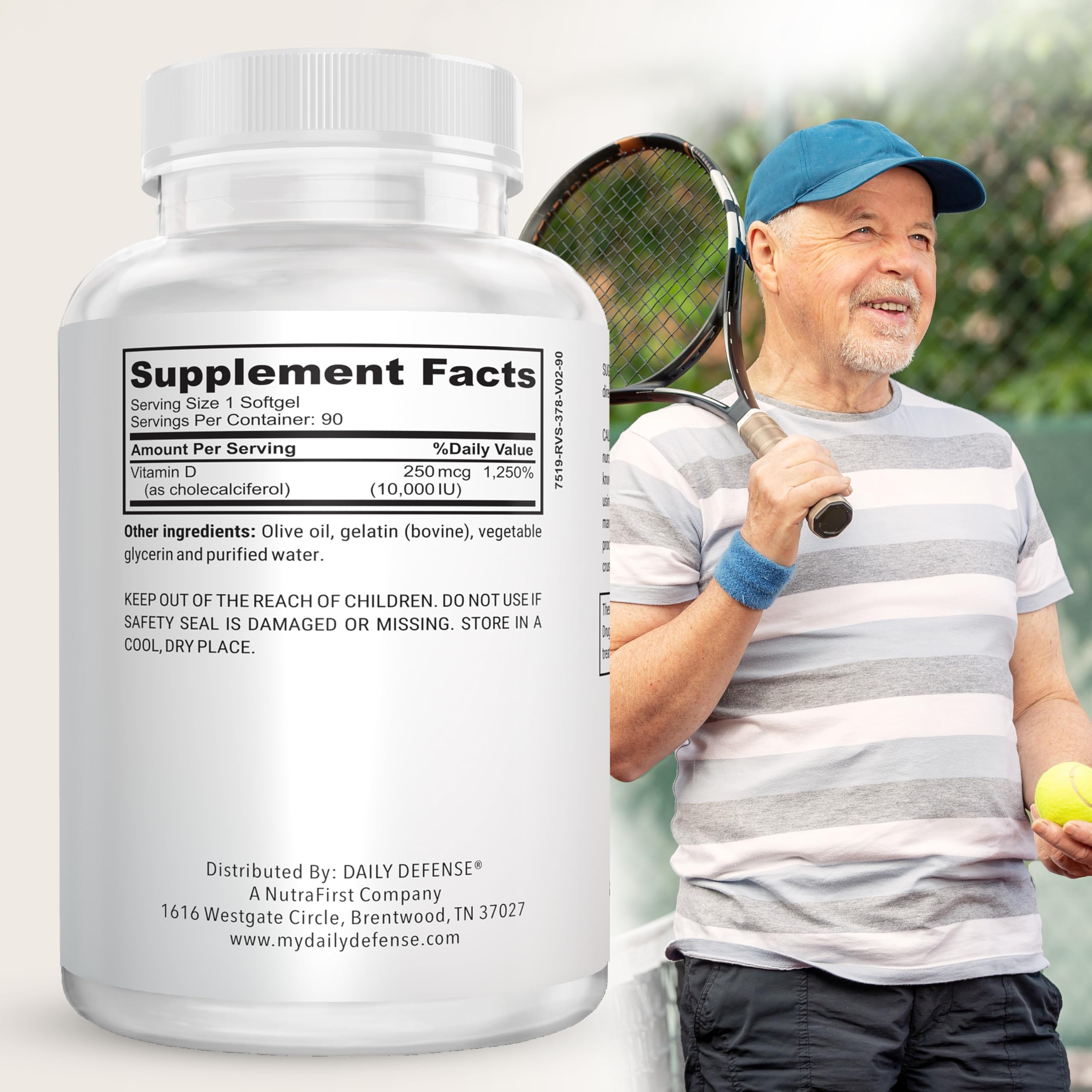 Immune Defense Supplements Vitamin D3 10,000 IU for Heart Health, Daily Immune Support, Mental Clarity, & Muscle Function - 90 Vitamin D Tablets (D3 10,000 IU) — Amazon image 2