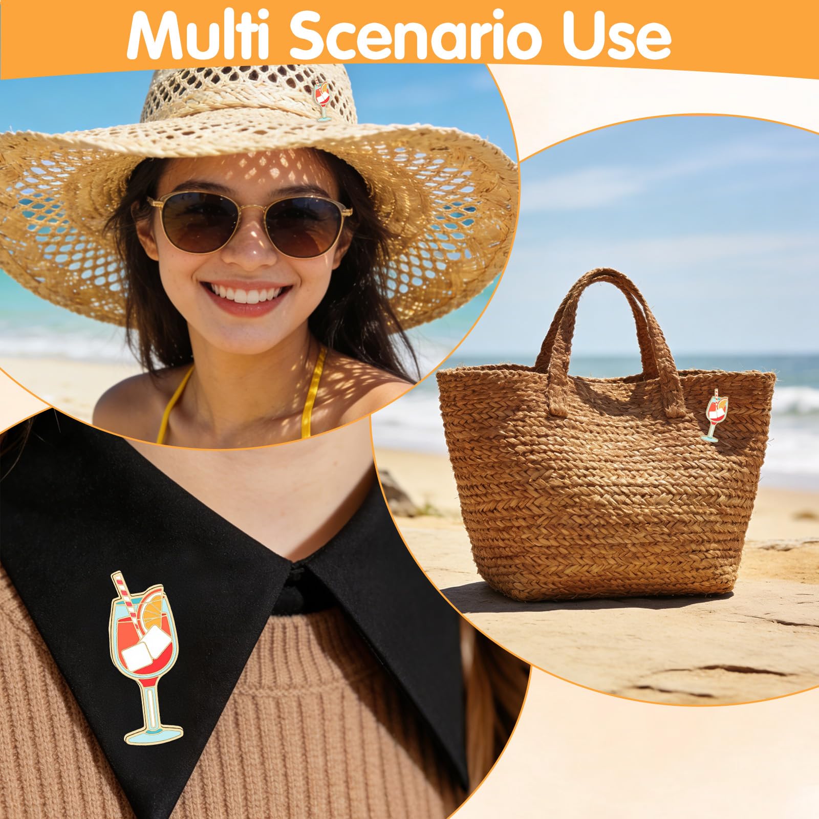 Amabro 8 Stück Süßes Getränk Saft Brosche, Hochwertige Emaille Pins mit Mini Weingläsern lustiges Kawaii-Design vielseitige Revers Anstecker für Karneval, Mode und Geschenke - 4