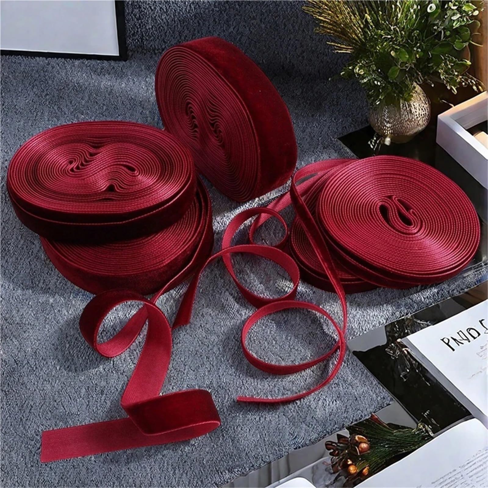 Samtband, Samtbandrollen, rot, 1–4 cm breit, 2 Stück(1.5cm)