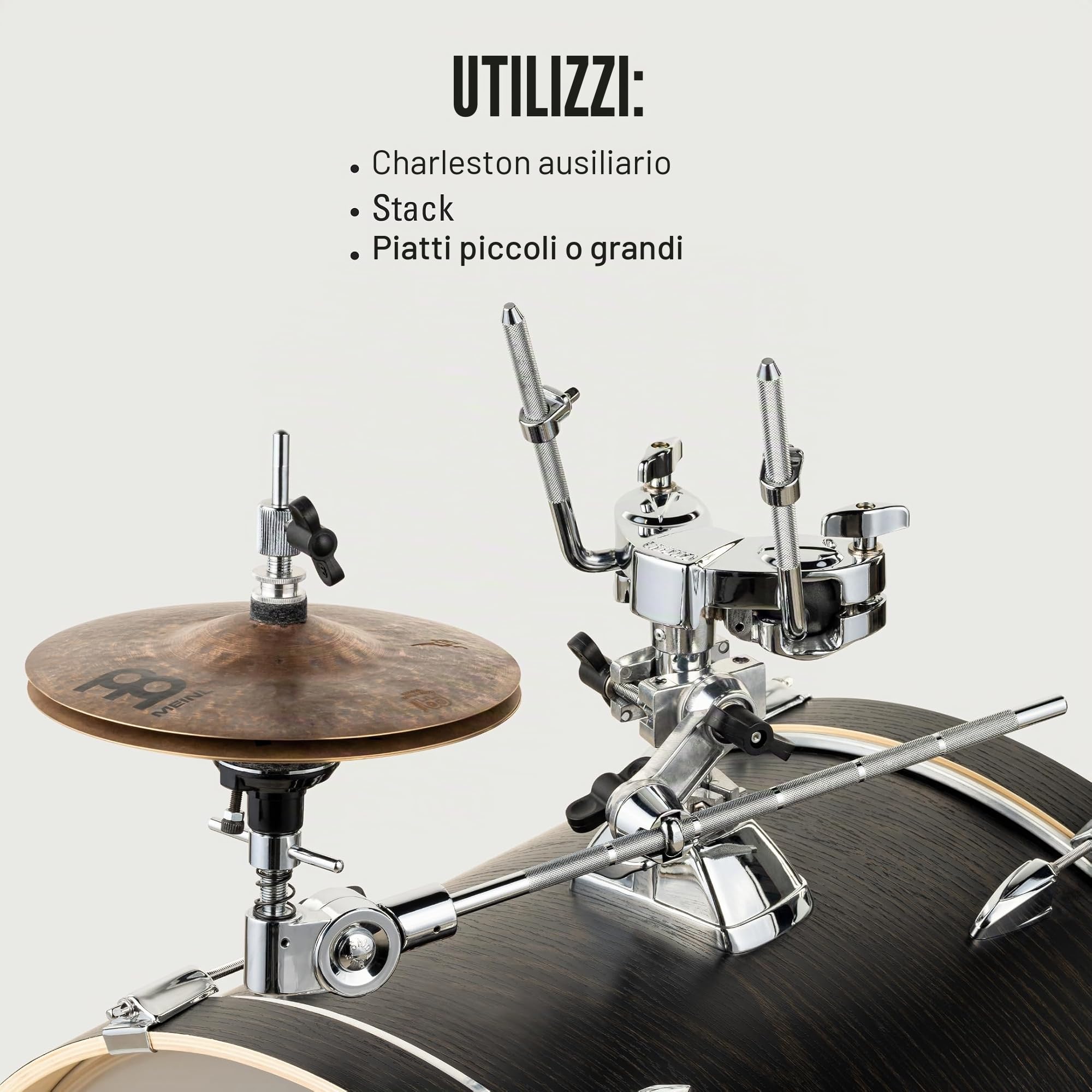 Meinl Cymbals Mxh x-hat ausiliario Hi braccio, supporto per piatti con tensione regolabile, altezza e angolazione