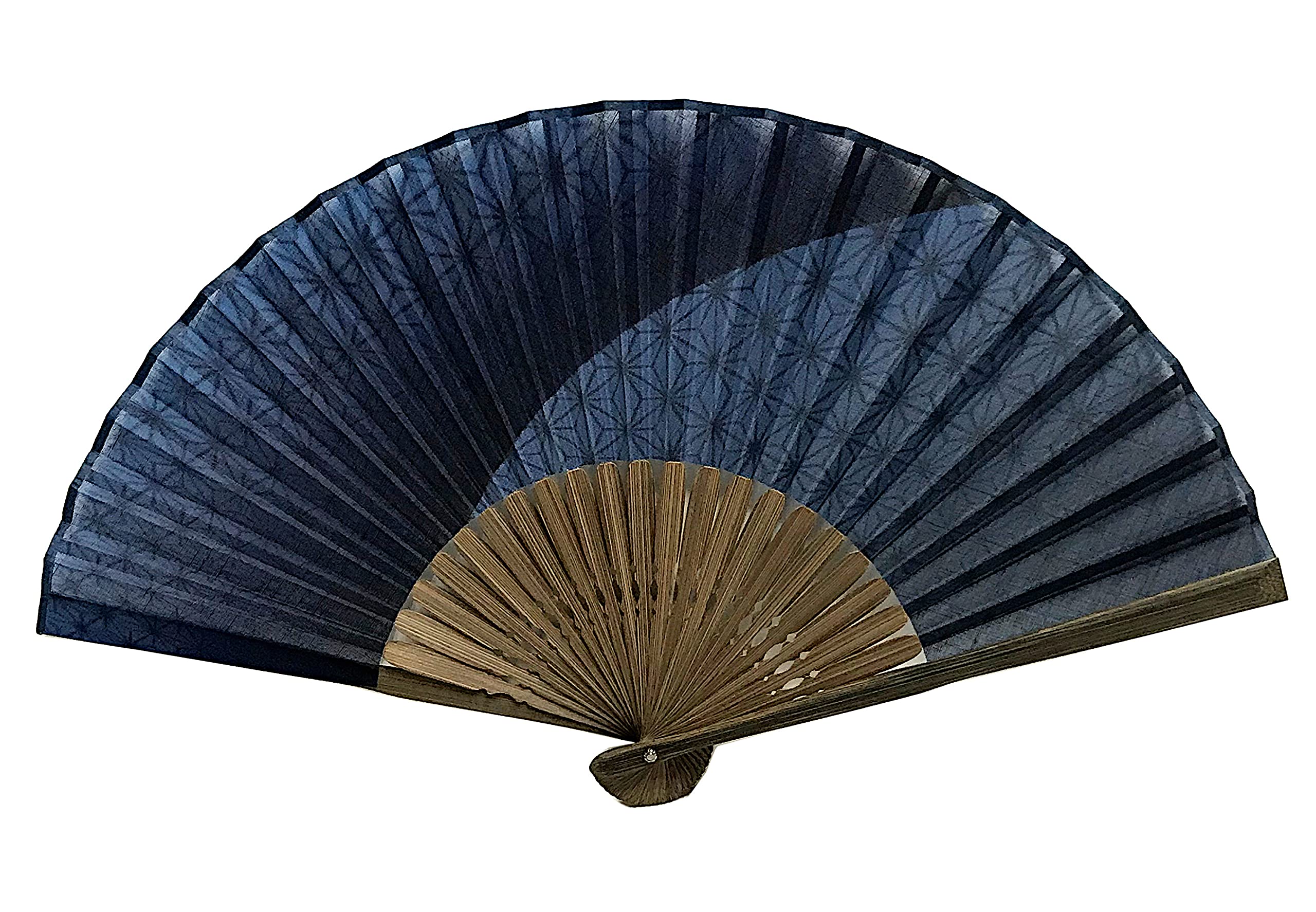 Hanakanzashi Fan, Men's, Hemp Leaf, Bokashi, 8.7 inches (22 cm), Cotton Fabric Fan, Gentleman, Single Item, Large, Blue, Hemp Leaf (Navy Blue 3008) : Clothing, Shoes & Jewelry