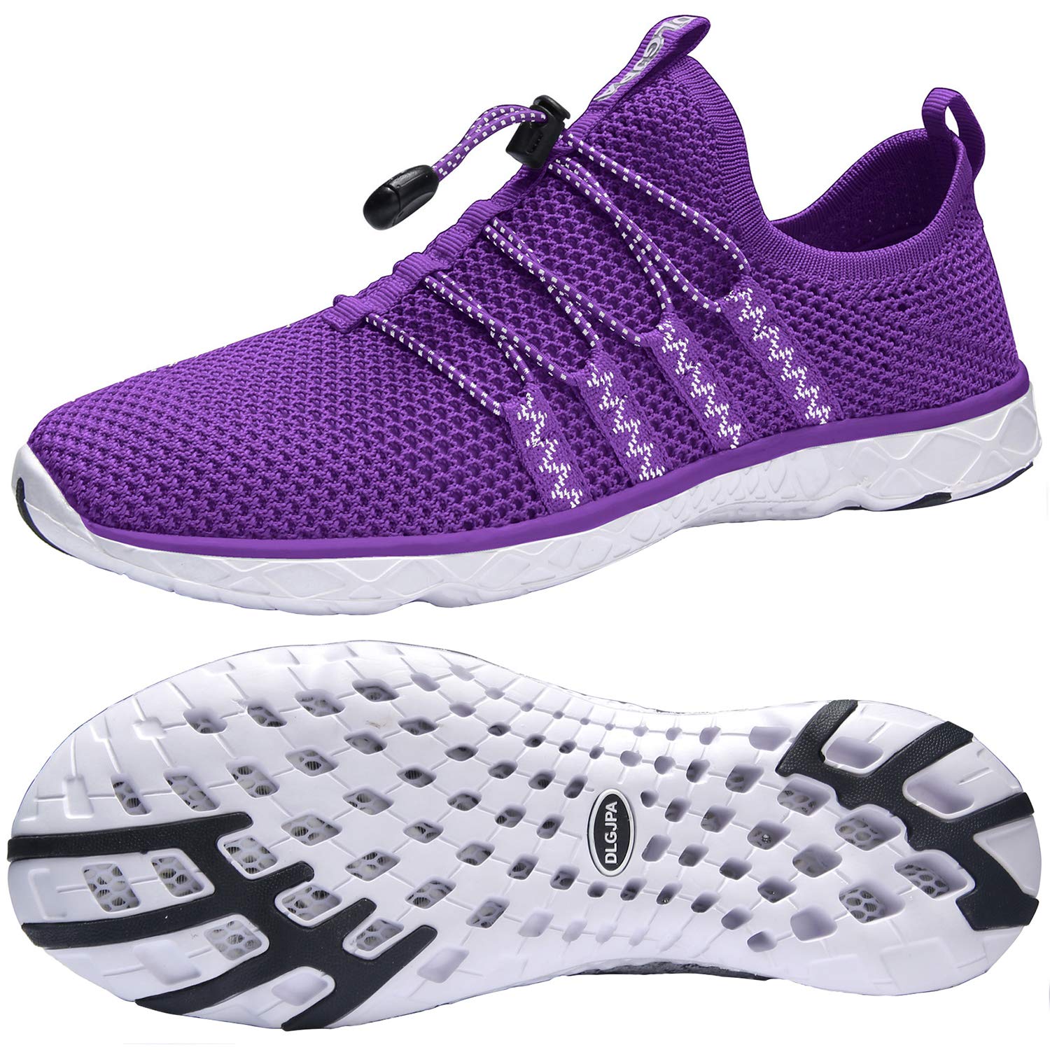 DLGJPA Women's Quick Drying Water Shoes for Beach or Water Sports Lightweight Slip On Walking Shoes Dark Purple