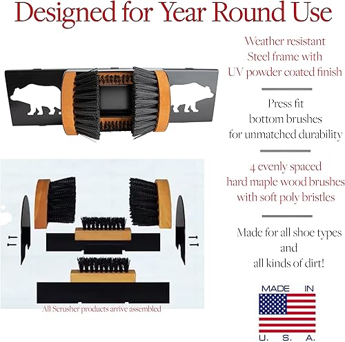 Miniatura 5 de Scrusher Limpiador de botas y zapatos original con base decorativa, portátil, resistente a la intemperie, para exteriores, fabricado en los Estados