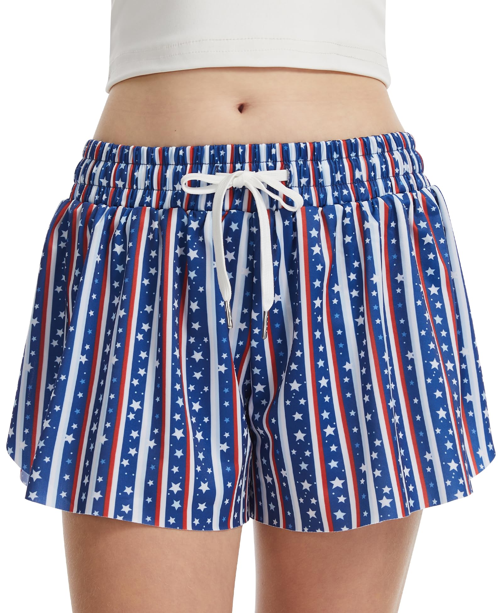 DOCUMO Girls Flowy Butterfly Shorts with Pockets 4-14Y