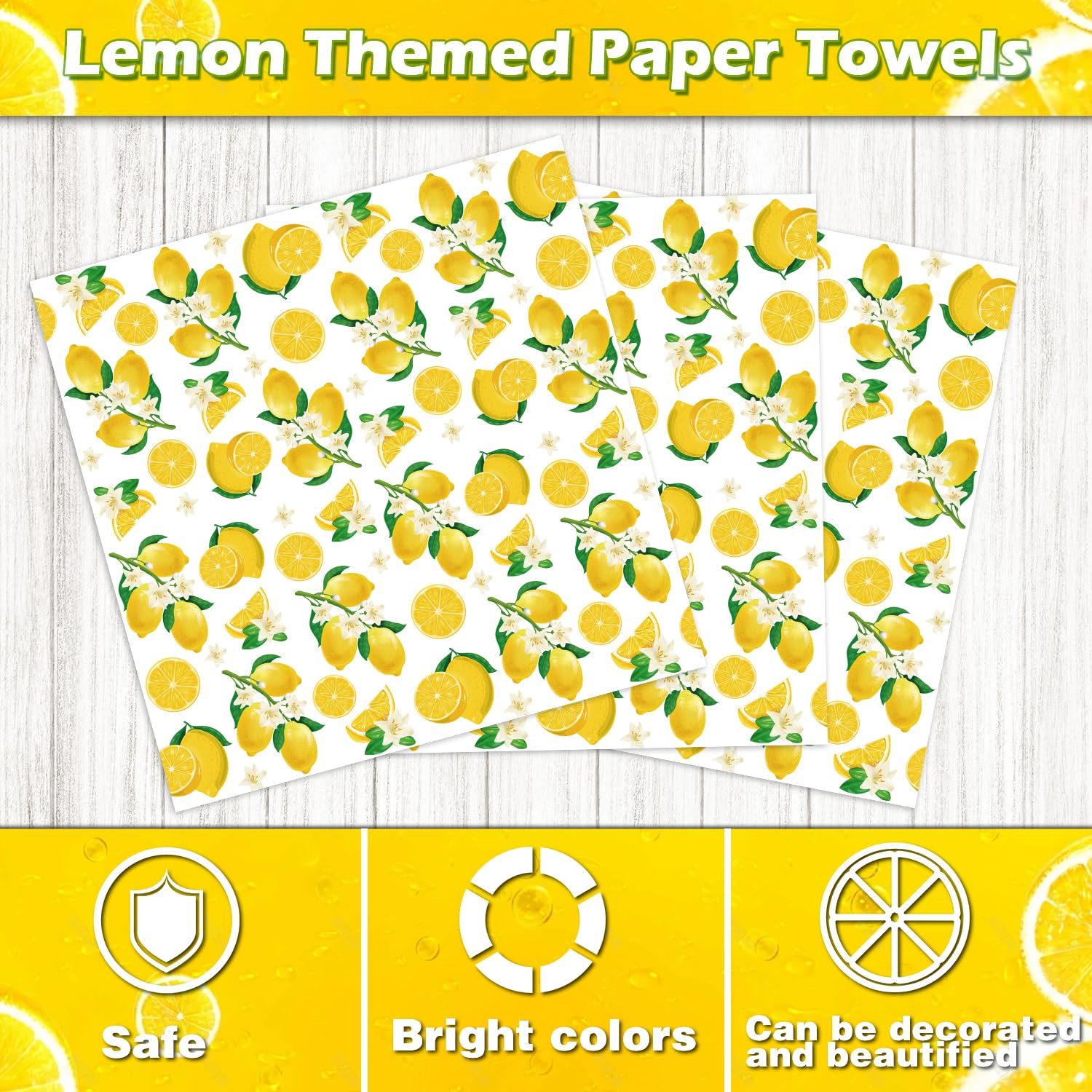 120 pacchetti di decorazioni per la festa del limone Decorazioni per la festa di compleanno a tema limonate Stoviglie a tema limoni gialli - tovaglioli per matrimonio, doccia e accessori