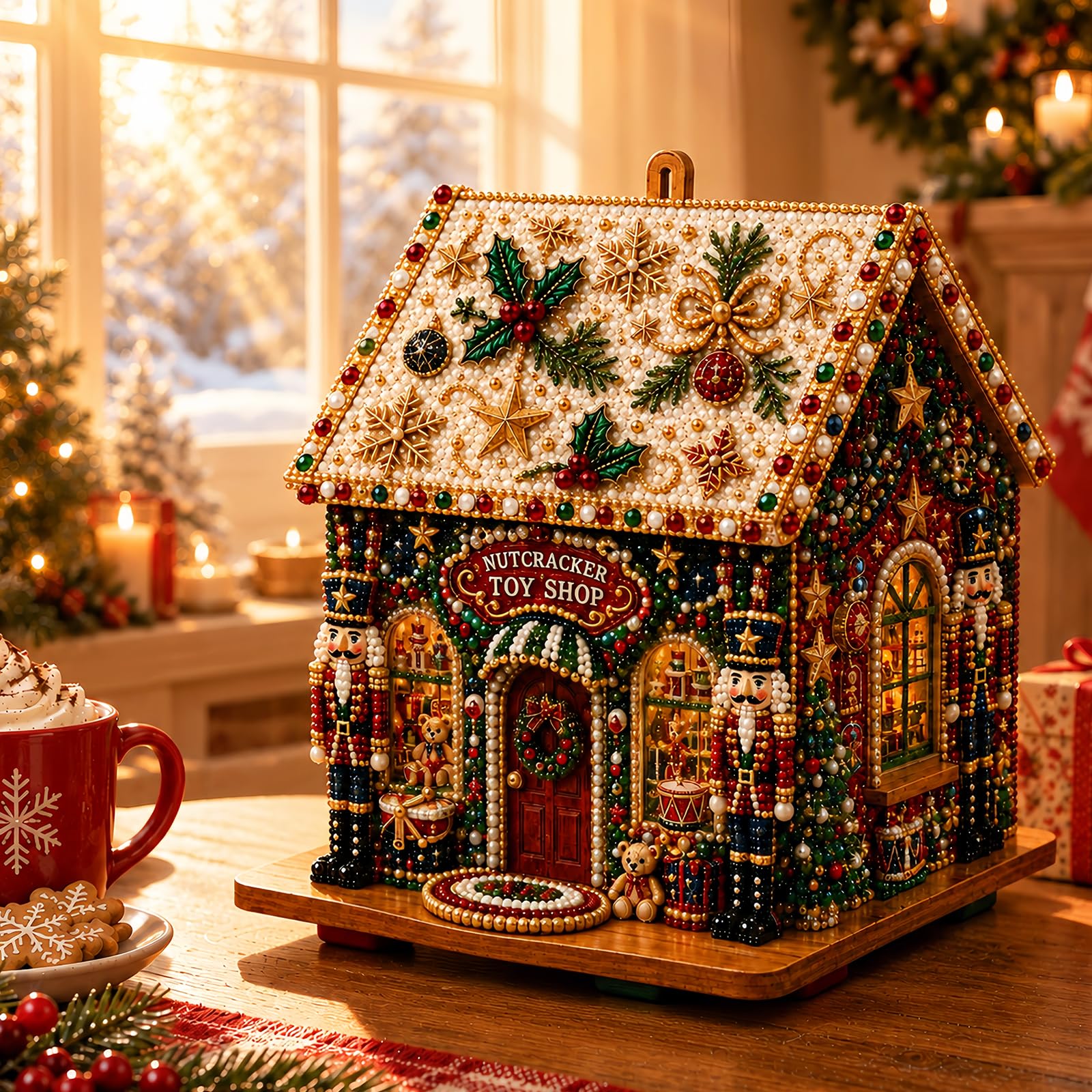 LIUBAI 3D Christmas House Diamond Painting Kit for Adults-E