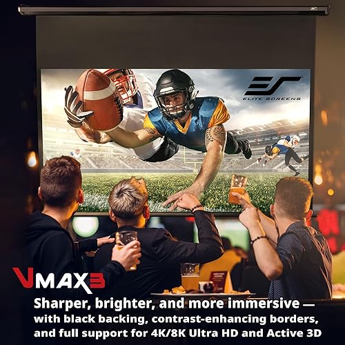 Miniatura 2 de Elite Screens VMAX 3 con kit remoto RC 1, relación de aspecto 43 de 150 pulgadas, pantalla de proyector desplegable motorizada para techo de pared,
