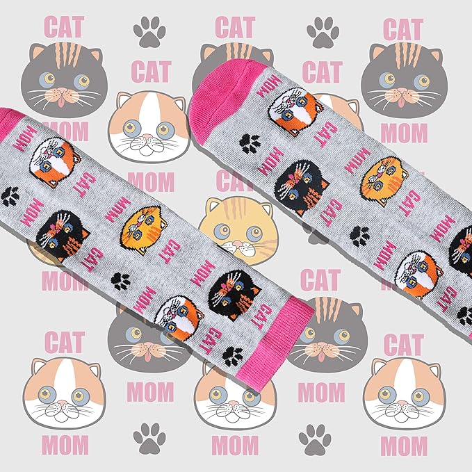 Calcetines divertidos de gato para mujer miniatura 7