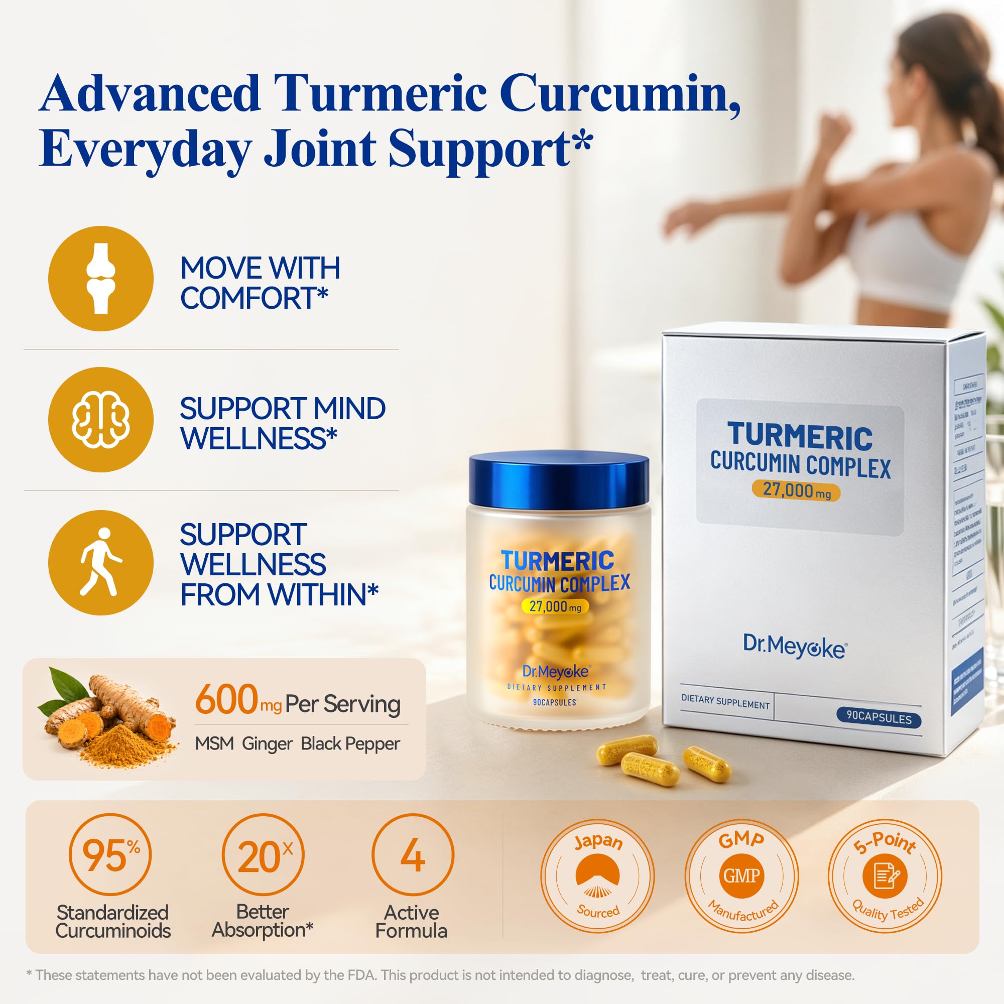 Turmeric Curcumin Supplement 600mg with Black Pepper & Ginger, 90 Caps — Amazon image 2