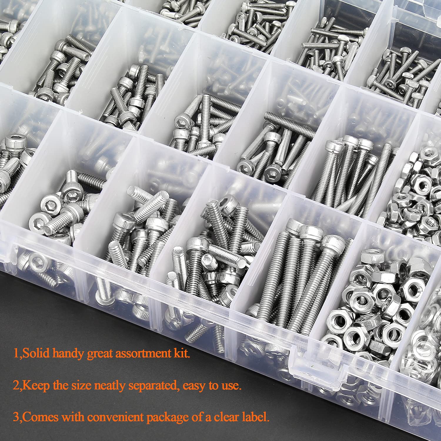 HELIFOUNER 1500 piezas M2 M3 M4, 304 de acero inoxidable, tornillos métricos, tornillos, arandelas, tuercas, kit surtido de herramientas con llaves hexagonales