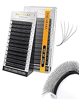Vista 157 de NAGARAKU Extensiones de pestañas Double Tips 4D W, suministros con puntas dobles, gruesas con rizado D de 0.07 mm, bandeja mixta 8-15 mm