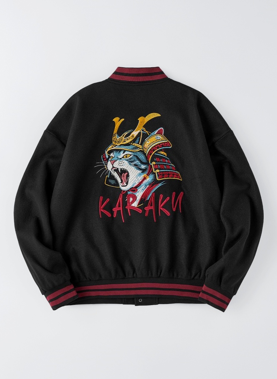 Amazon | [karaku] ジャケット メンズ「烈吼ノ幕府将軍猫」刺繍 刺繍