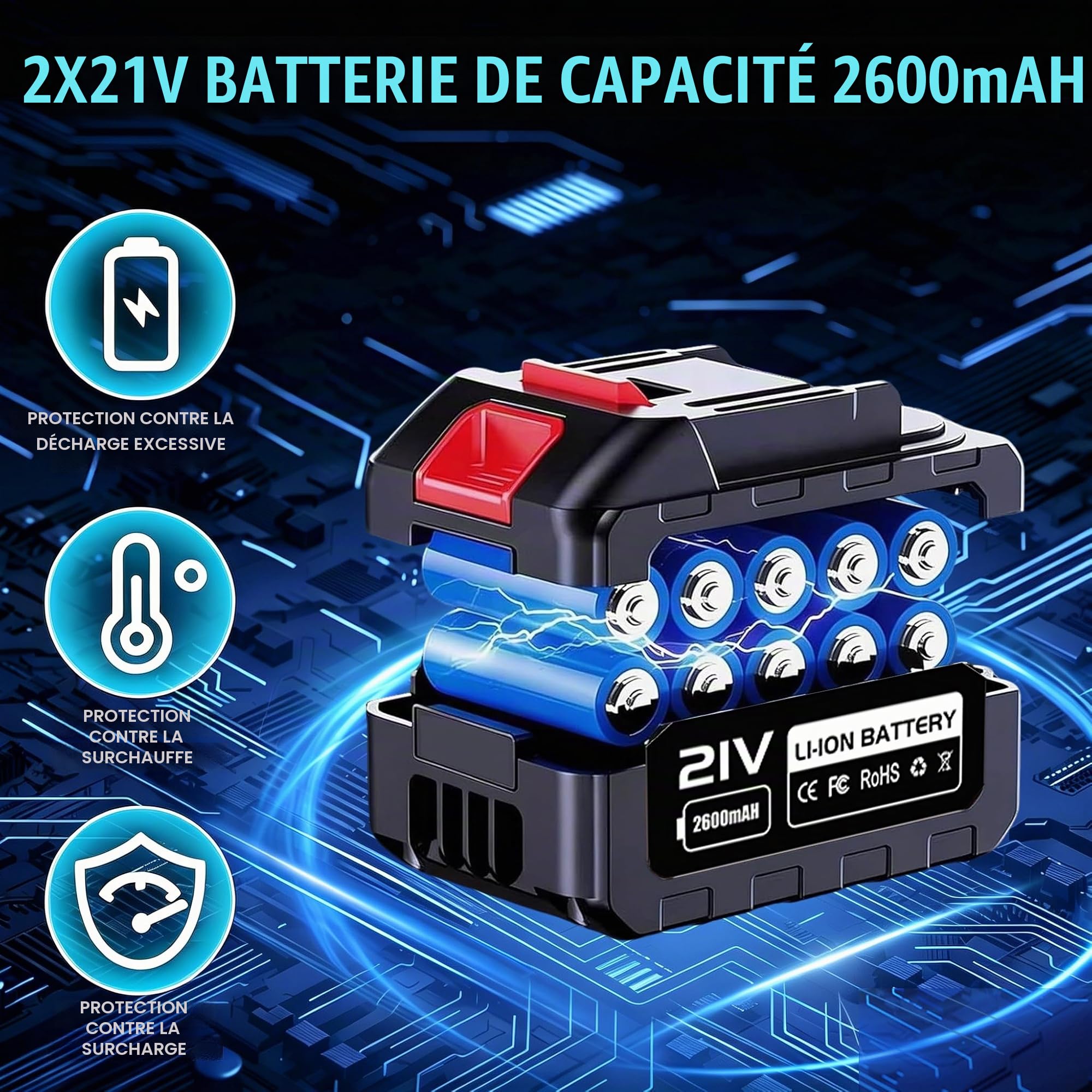 2In1 Coupe Bordures sans Fil,Rétractable, avec 2X 3000mah Batterie