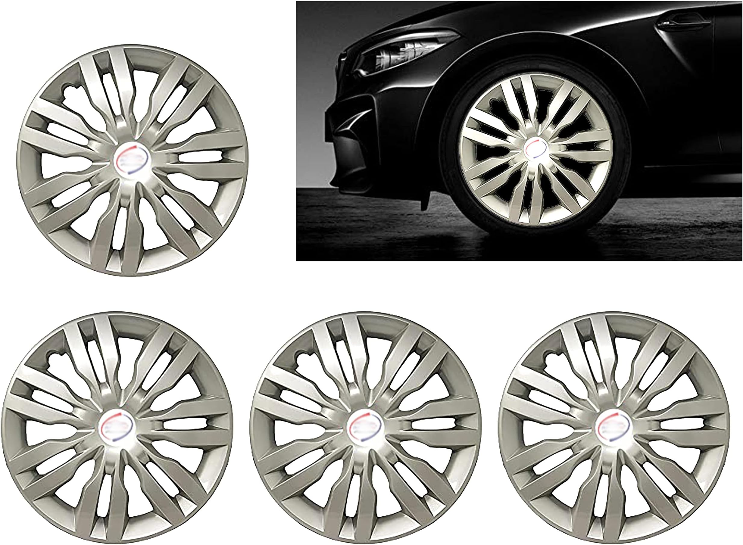 Autopearl Car Full Silver Wheel Cover Caps 14" Press Type Fitting for Ford Fiesta Classic