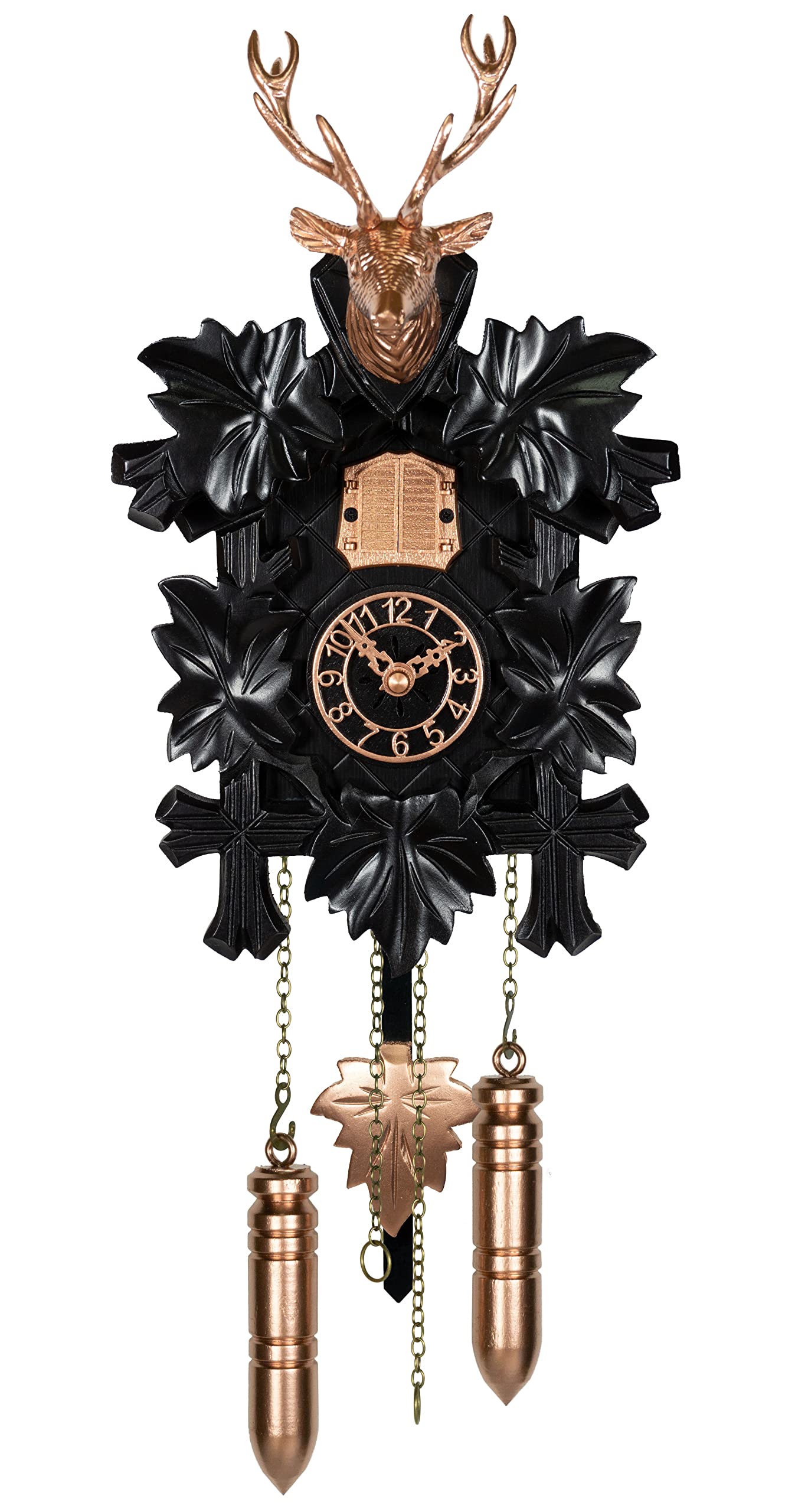 Quartz Cuckoo Clock 5 leaves, head of a deer with music