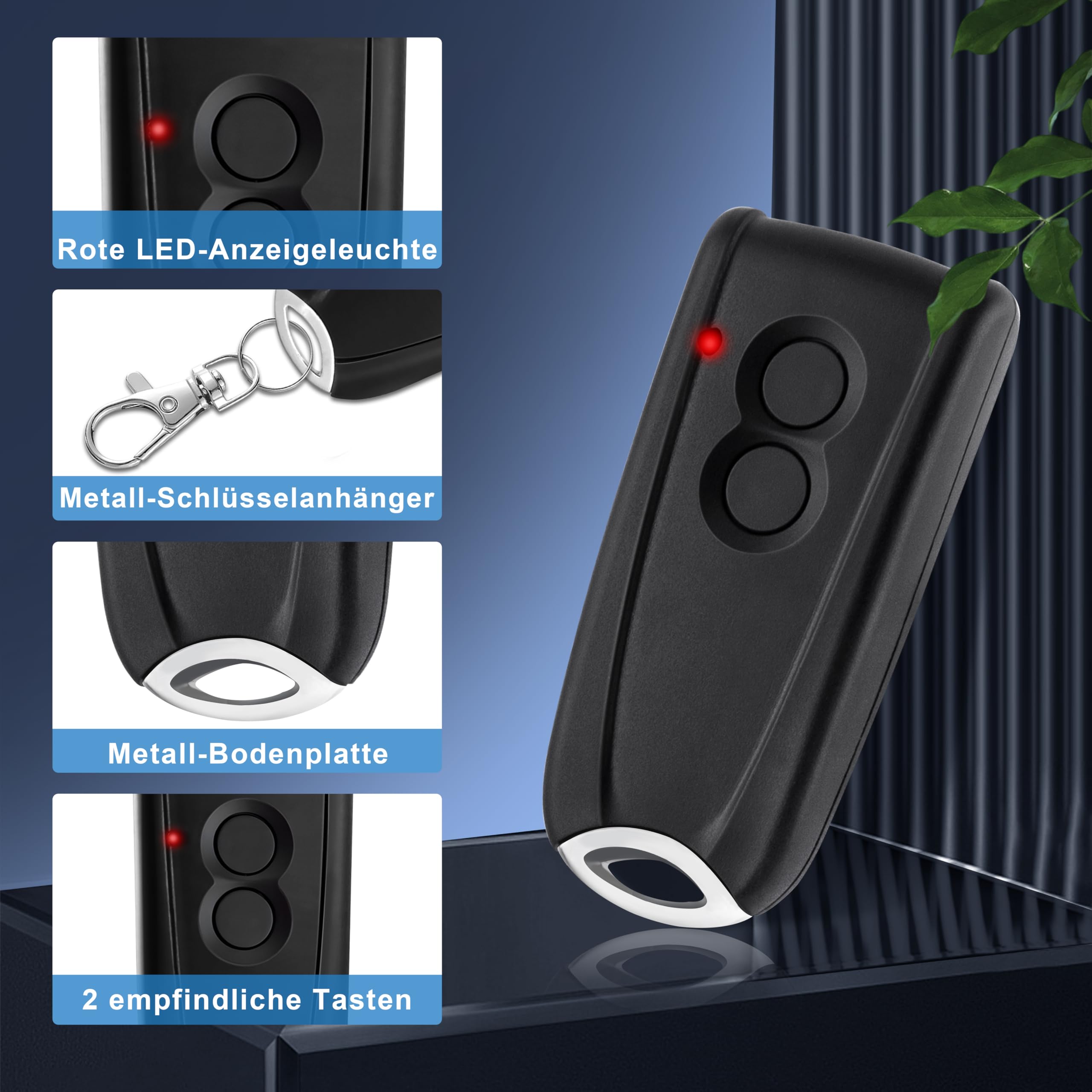 pepape 2 pezzi apriporta del garage telecomando per trasmettitore manuale EcoStar RSC2-433 RSE2-433, con fondo in metallo, compatibile con azionamento per porta del garage Hörmann Liftronic 500/700