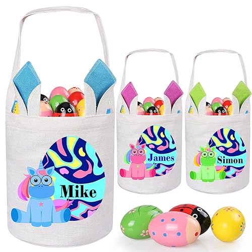 Jocidea - Canasta de Pascua personalizada, paquete de 1 canasta de Pascua personalizada para niñas y niños, canastas de Pascua personalizadas,