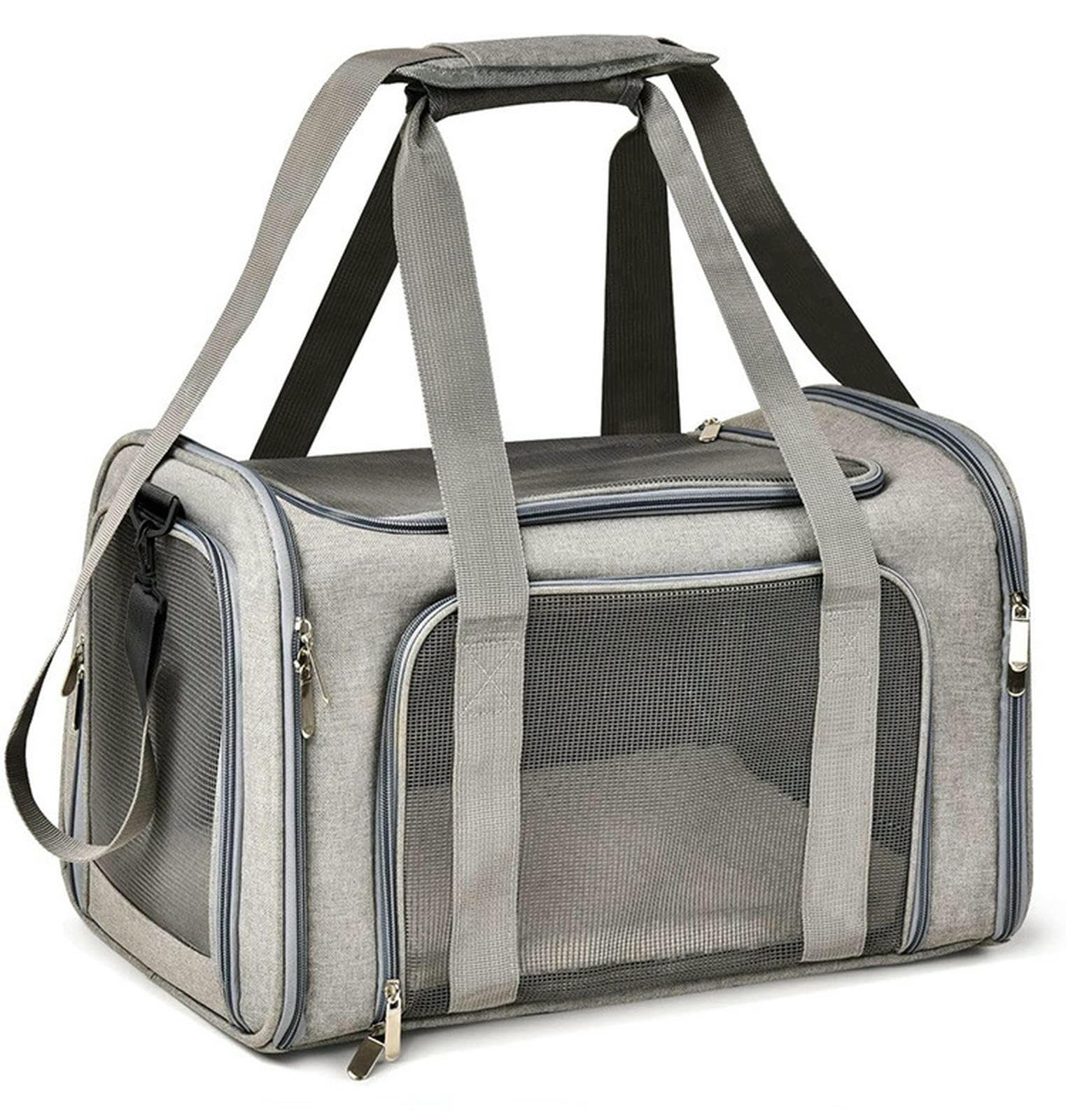 Sac voyage chat pliable portable gris pour trajets voiture