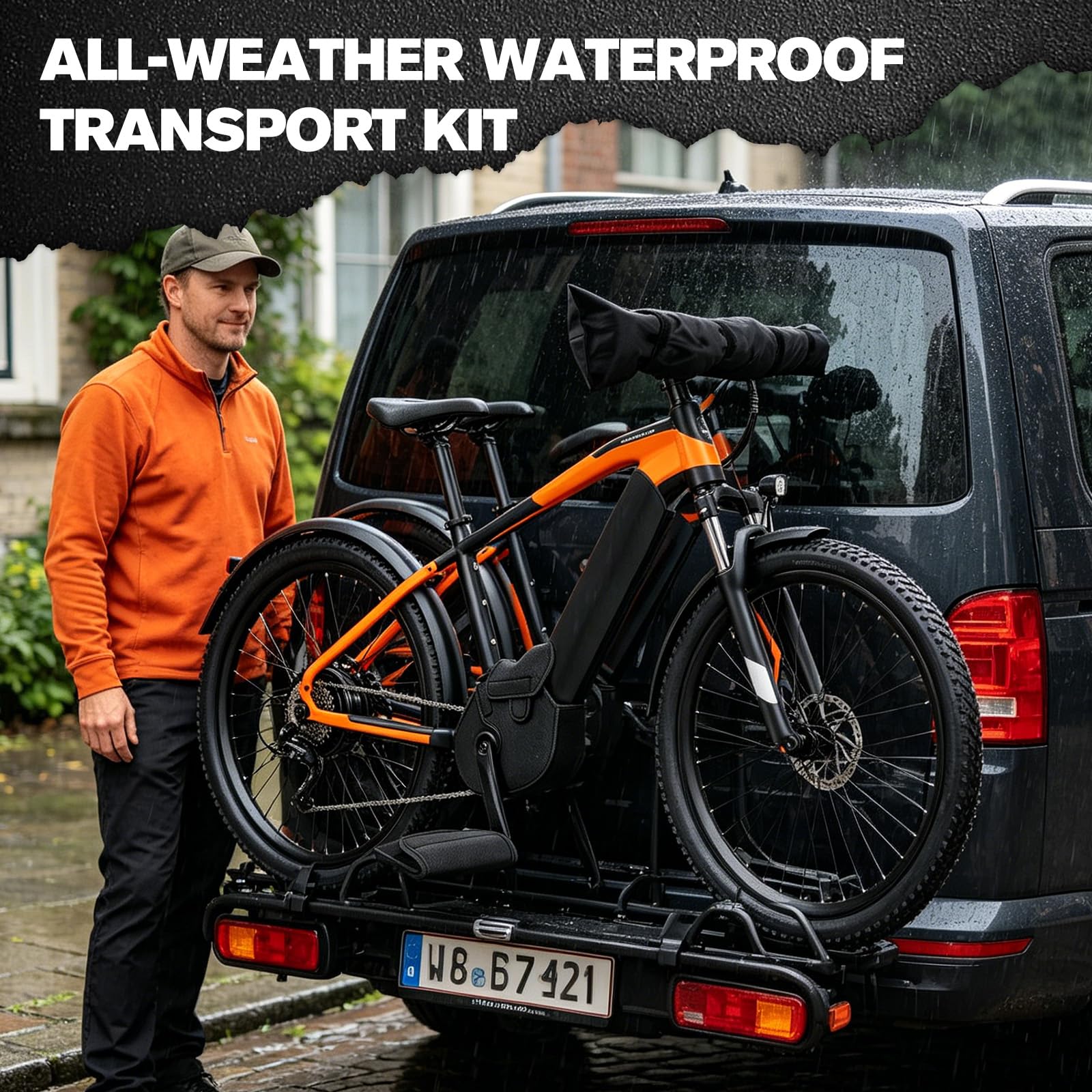 Telo Bicicletta da Esterno 5 Pezzi, Custodia per Motore Centrale e Batteria Ebike, Copertura per Manubrio, 2 Coperture per Pedali , Protezione da Pioggia e Polvere, Tessuto Nylon Neoprene Poliestere