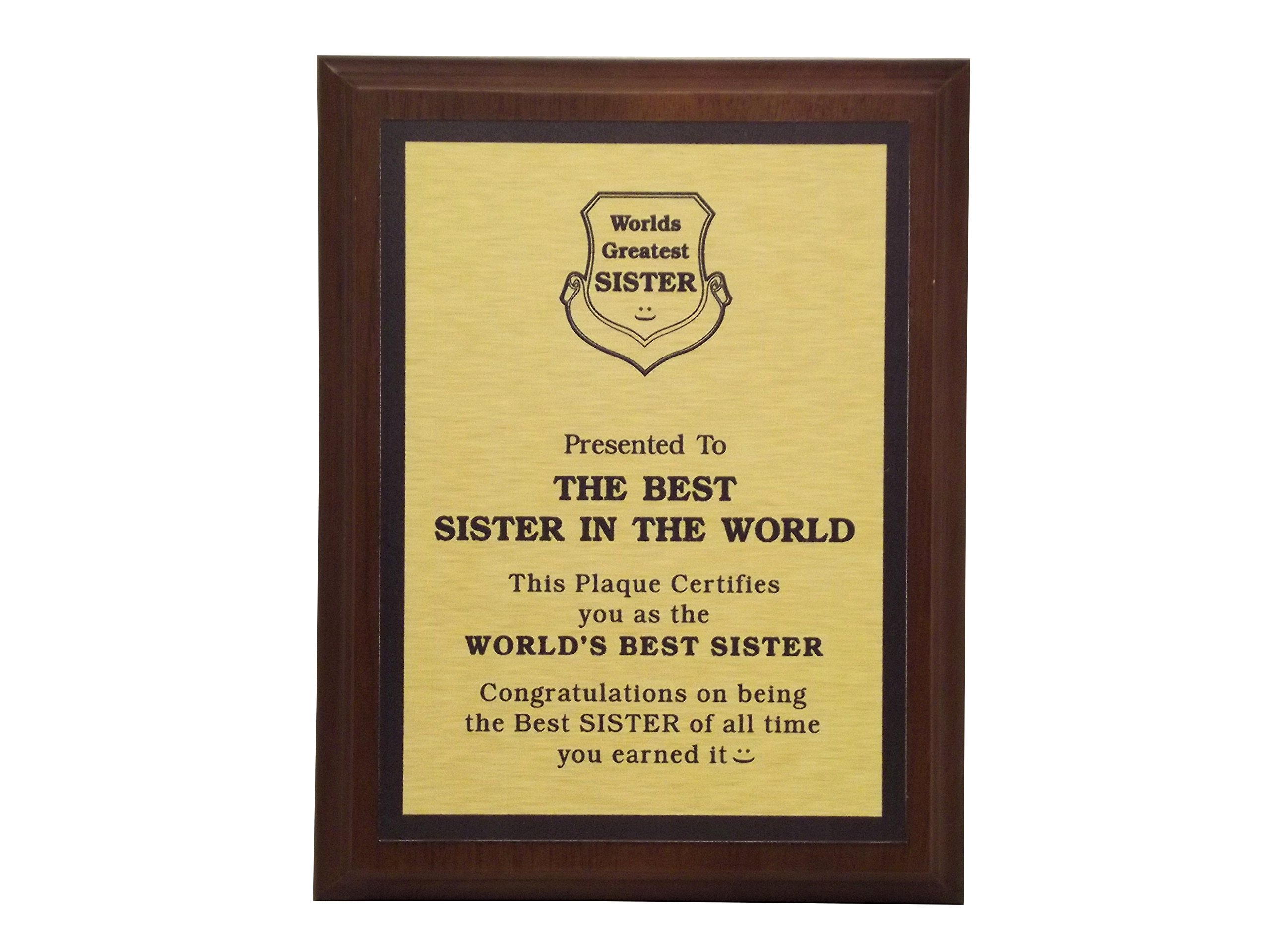 aahs!! Engraving Worlds Greatest Plaques (Best Sister in The World, Gold)