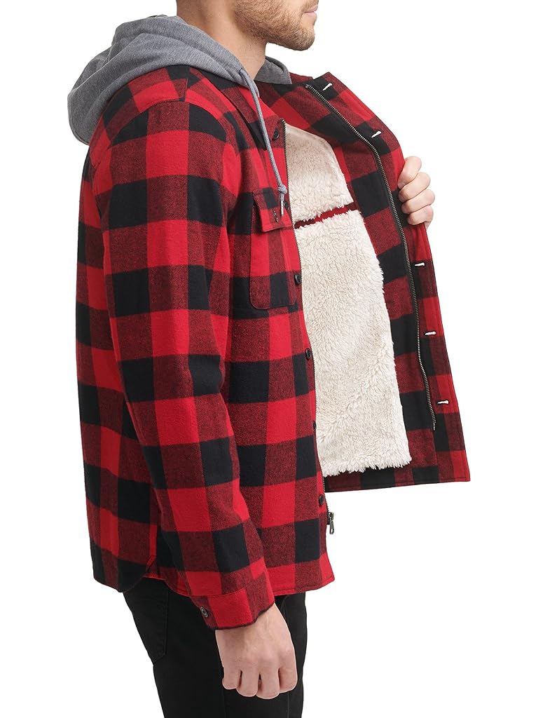 Multi Levi's® Washed Cotton Shirt Jacket with A Jersey Hood and Sherpa Lining