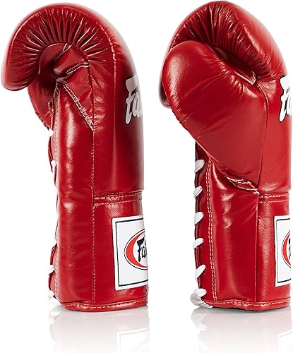 Miniatura 3 de Fairtex Guantes de cuero hechos a mano BGL6 Cierre de puño óptimo con un diseño de pulgar bloqueado Cuero premium Espuma de triple capa Rojo