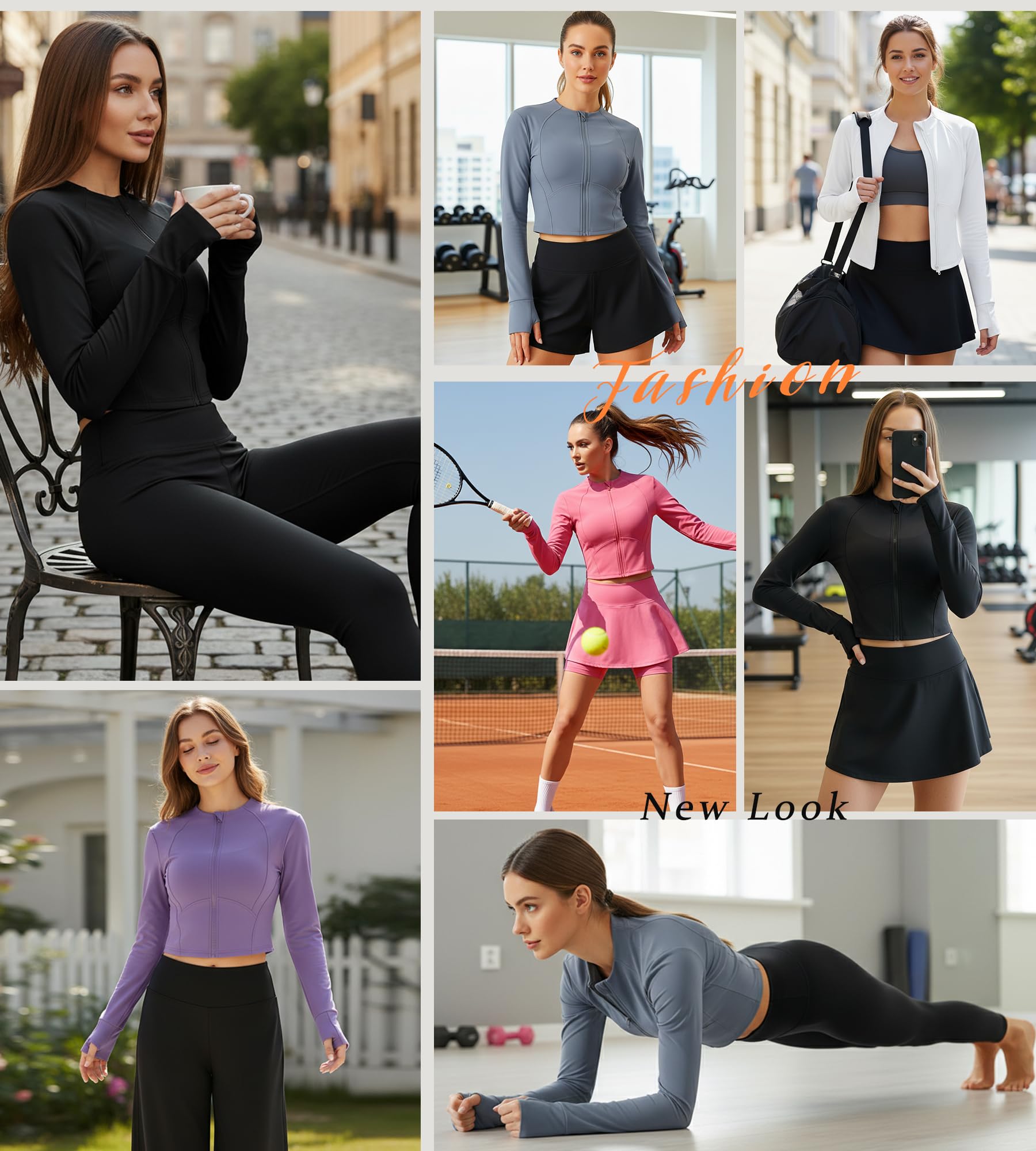 Chaqueta Deportiva Mujer Manga Larga Chaqueta De Running Yoga Ropa Transpirable Sudadera Corriendo Tops Fitness Correr Chaquetas de Entrenamiento Gym con Cremallera Agujeros para los Pulgares